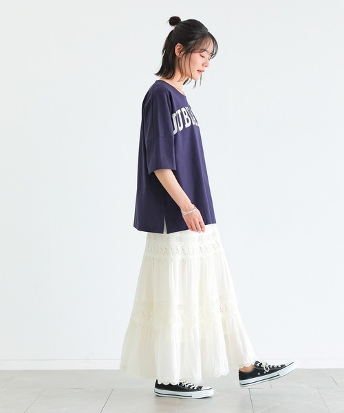 n'OrLABEL(ノアールレーベル)の「【機能素材】『ゆるっとロゴT』(Tシャツ/カットソー・レディース・グレー/ホワイト/ライトブルー/ラベンダー/ダークパープル/グリーン/ホワイト×グリーン・2/1)」の11枚目の写真
