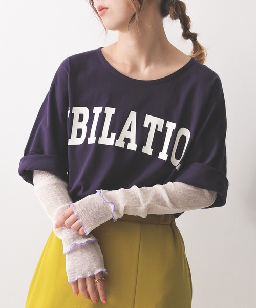n'OrLABEL(ノアールレーベル)の「【機能素材】『ゆるっとロゴT』(Tシャツ/カットソー・レディース・グレー/ホワイト/ライトブルー/ラベンダー/ダークパープル/グリーン/ホワイト×グリーン・2/1)」の13枚目の写真