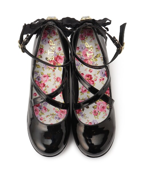 cs T&P（シーエスティーアンドピー）の「ハートビジュ―付フリルリボン厚底パンプス（パンプス・レディース・ホワイト系2/ブラック系1/ブラック系8/ダークブラウン系1・S/M/L/LL）」の20枚目の写真