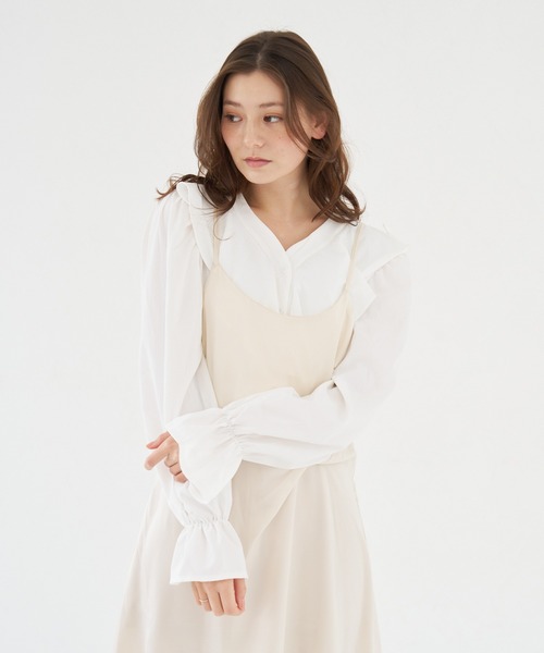 a:mure(アミュール)の「フリルブラウス(シャツ/ブラウス・レディース・ホワイト/オフホワイト/ブラック・F)」の14枚目の写真