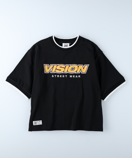 VISION STREET WEAR(ヴィジョンストリートウェア)の「【VISION STREET WEAR】リブライン刺繍Tシャツ(Tシャツ/カットソー・レディース・ブルー/ホワイト/ブラック・M/L)」の1枚目の写真