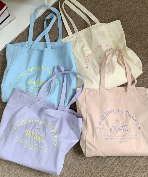 LAC-VERT（ラック・ヴェール）の「PARISロゴ刺繍トートバッグ【A3収納可能】（トートバッグ・レディース・ライトブルー/スモークピンク/パープル/ベージュ・FREE）」の22枚目の写真