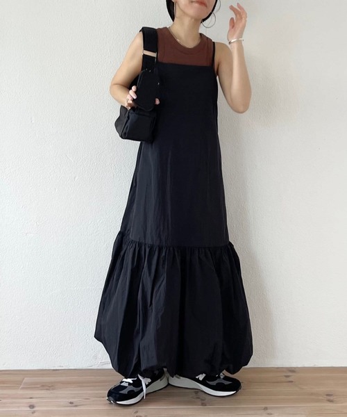 wee9s(ウィークス)の「balloon nylon shaka cami one piece / バルーンナイロンシャカキャミワンピース(ワンピース・レディース・アイボリー/ブラック・FREE)」の12枚目の写真