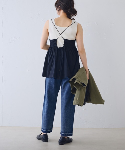 PUAL CE CIN(ピュアルセシン)の「綿麻デニムパンツ(デニムパンツ・レディース・サックスブルー/ブルー・FREE)」の7枚目の写真