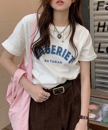 DAY CLOSET | レディース ロールアップカレッジロゴTシャツ(Tシャツ/カットソー)