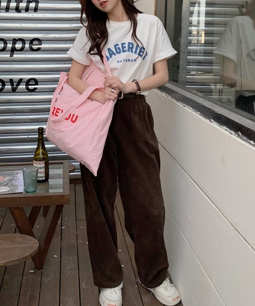 DAY CLOSET（デイ クローゼット）の「レディース ロールアップカレッジロゴTシャツ（Tシャツ/カットソー・レディース・ホワイト/ネイビー/レッド・ONE SIZE）」の8枚目の写真