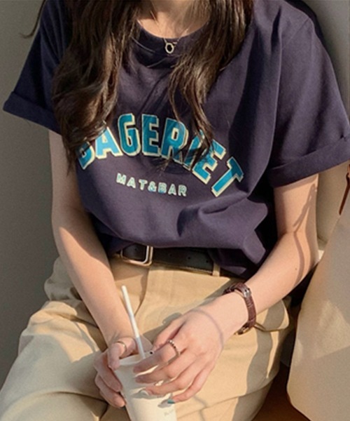 DAY CLOSET（デイ クローゼット）の「レディース ロールアップカレッジロゴTシャツ（Tシャツ/カットソー・レディース・ホワイト/ネイビー/レッド・ONE SIZE）」の11枚目の写真