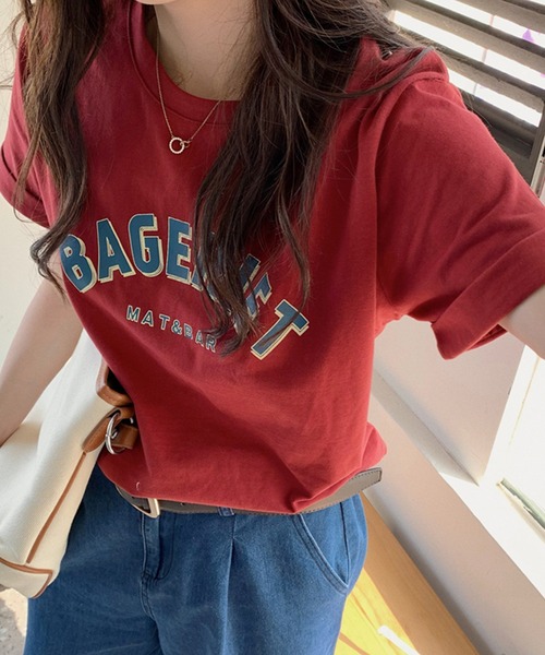 DAY CLOSET（デイ クローゼット）の「レディース ロールアップカレッジロゴTシャツ（Tシャツ/カットソー・レディース・ホワイト/ネイビー/レッド・ONE SIZE）」の13枚目の写真