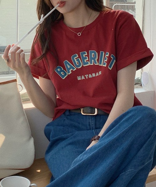 DAY CLOSET（デイ クローゼット）の「レディース ロールアップカレッジロゴTシャツ（Tシャツ/カットソー・レディース・ホワイト/ネイビー/レッド・ONE SIZE）」の15枚目の写真