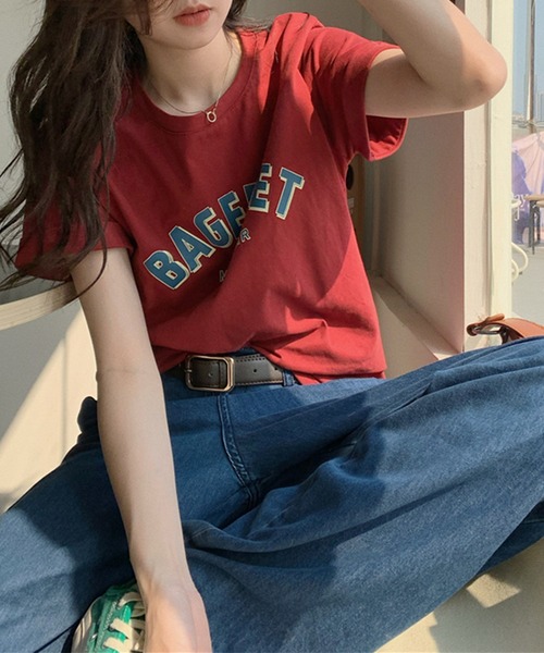 DAY CLOSET（デイ クローゼット）の「レディース ロールアップカレッジロゴTシャツ（Tシャツ/カットソー・レディース・ホワイト/ネイビー/レッド・ONE SIZE）」の16枚目の写真