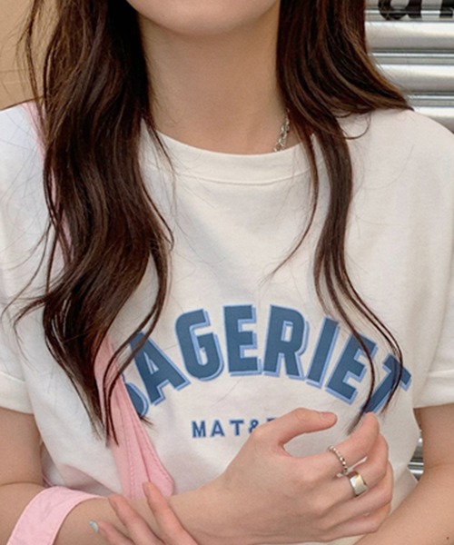 DAY CLOSET（デイ クローゼット）の「レディース ロールアップカレッジロゴTシャツ（Tシャツ/カットソー・レディース・ホワイト/ネイビー/レッド・ONE SIZE）」の18枚目の写真