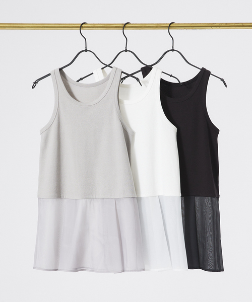 abahouse mavie（アバハウスマヴィ）の「裾シアータンクトップ（タンクトップ・レディース・ブラック/ホワイト/グレー・フリー）」の3枚目の写真