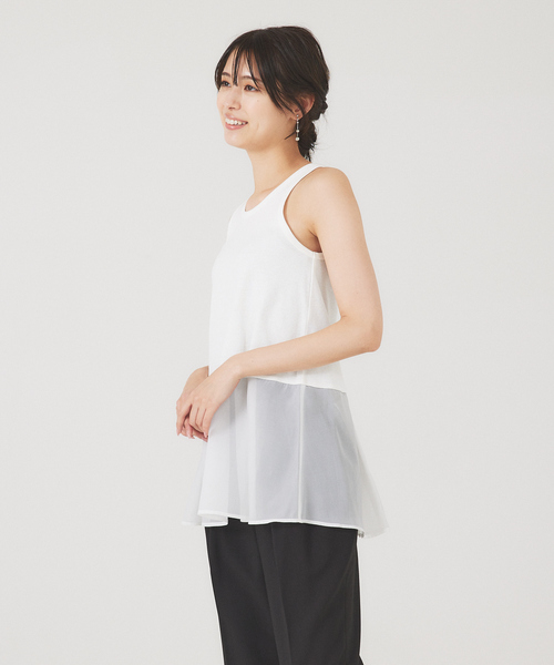 abahouse mavie（アバハウスマヴィ）の「裾シアータンクトップ（タンクトップ・レディース・ブラック/ホワイト/グレー・フリー）」の4枚目の写真