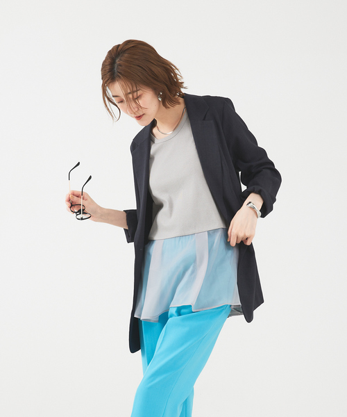 abahouse mavie（アバハウスマヴィ）の「裾シアータンクトップ（タンクトップ・レディース・ブラック/ホワイト/グレー・フリー）」の5枚目の写真