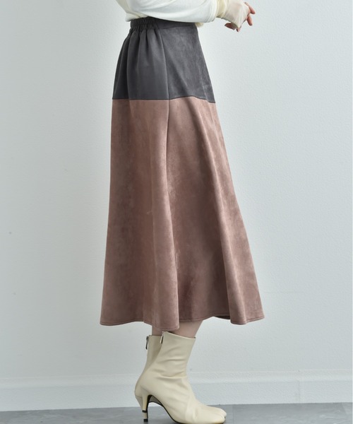 INTERPLANET(インタープラネット)の「スエードブロッキングスカート(スカート・レディース・グリーン/グレー/ベージュ/ブルー・FREE)」の7枚目の写真