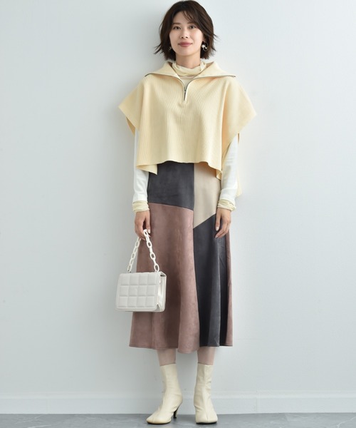 INTERPLANET(インタープラネット)の「スエードブロッキングスカート(スカート・レディース・グリーン/グレー/ベージュ/ブルー・FREE)」の15枚目の写真