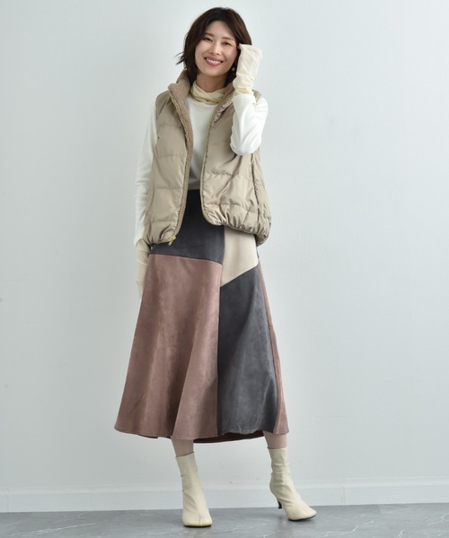 INTERPLANET(インタープラネット)の「スエードブロッキングスカート(スカート・レディース・グリーン/グレー/ベージュ/ブルー・FREE)」の16枚目の写真