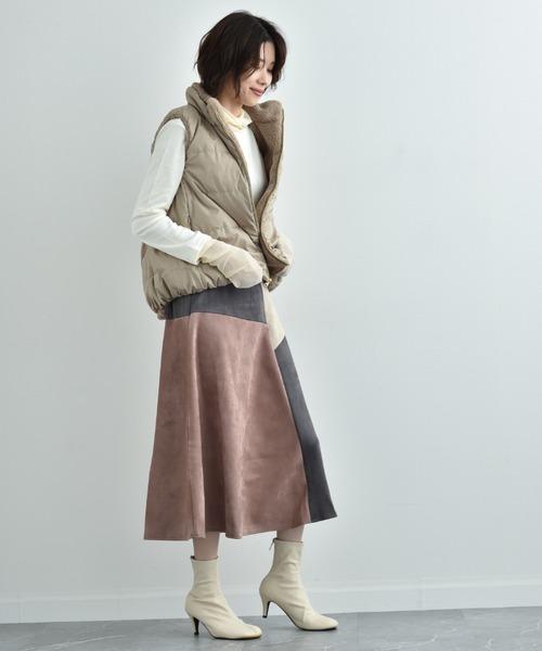 INTERPLANET(インタープラネット)の「スエードブロッキングスカート(スカート・レディース・グリーン/グレー/ベージュ/ブルー・FREE)」の17枚目の写真