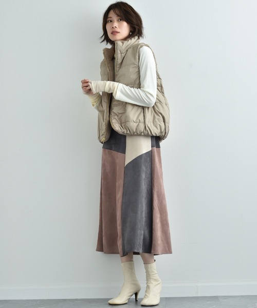 INTERPLANET(インタープラネット)の「スエードブロッキングスカート(スカート・レディース・グリーン/グレー/ベージュ/ブルー・FREE)」の19枚目の写真