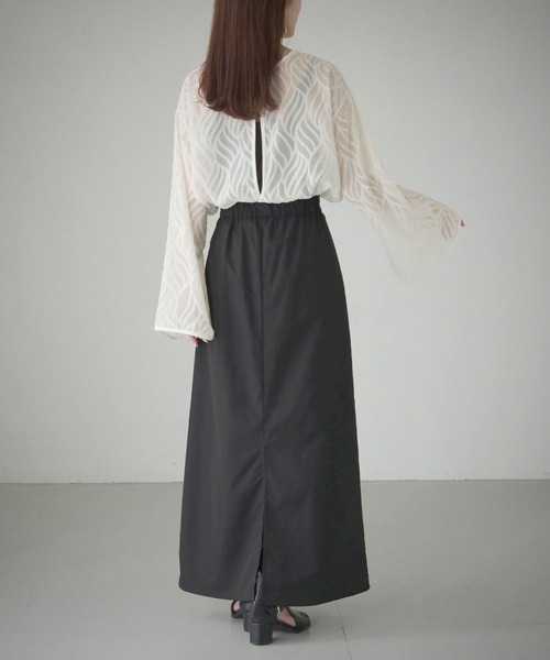 cheriella（シェリエラ）の「【cheriella】WEB限定前後2wayリーフシアートップス（シャツ/ブラウス・レディース・ブラック/アイボリー・M）」の20枚目の写真