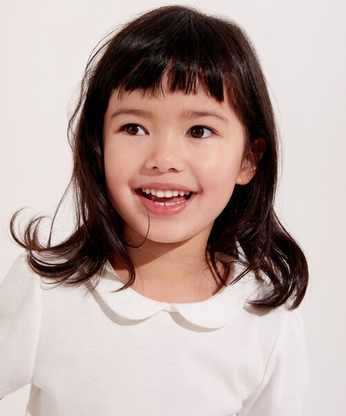 PETIT BATEAU（プチバトー）の「衿付き半袖Ｔシャツ（Tシャツ/カットソー・キッズ・ホワイト/ネイビー・10YEAR/6YEAR/8YEAR/12YEAR）」の3枚目の写真
