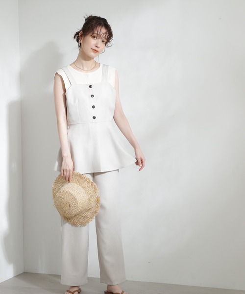 N.(N. Natural Beauty Basic)(エヌエヌナチュラルビューティーベーシック)の「◆ペプラムキャミビスチェ&パンツセットアップ(ワンピース・レディース・ブラック/ナチュラル/イエロー・MEDIUM)」の20枚目の写真