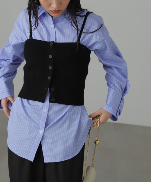 FREE'S MART（フリーズマート）の「◆ベアニットビスチェ（キャミソール・レディース・ブラック/アイボリー・FREE）」の7枚目の写真