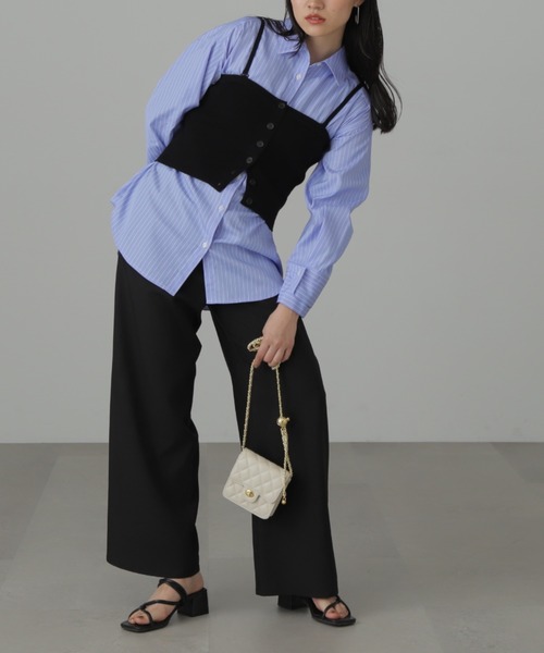 FREE'S MART（フリーズマート）の「◆ベアニットビスチェ（キャミソール・レディース・ブラック/アイボリー・FREE）」の6枚目の写真