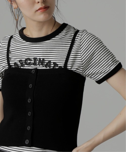 FREE'S MART（フリーズマート）の「◆ベアニットビスチェ（キャミソール・レディース・ブラック/アイボリー・FREE）」の4枚目の写真