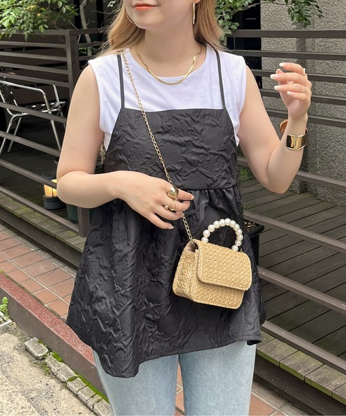 prose verse（プロズヴェール）の「【タンクトップセット】ジャガードペプラムキャミ（キャミソール・レディース・アイボリー/ブラック・MEDIUM）」の4枚目の写真