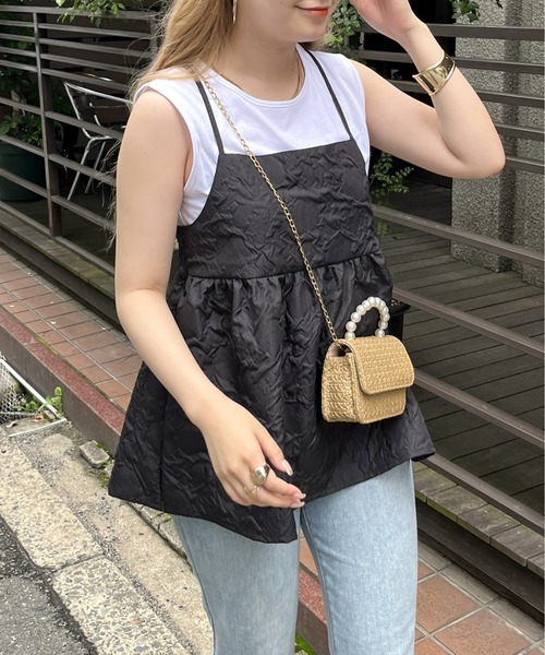 prose verse（プロズヴェール）の「【タンクトップセット】ジャガードペプラムキャミ（キャミソール・レディース・アイボリー/ブラック・MEDIUM）」の5枚目の写真