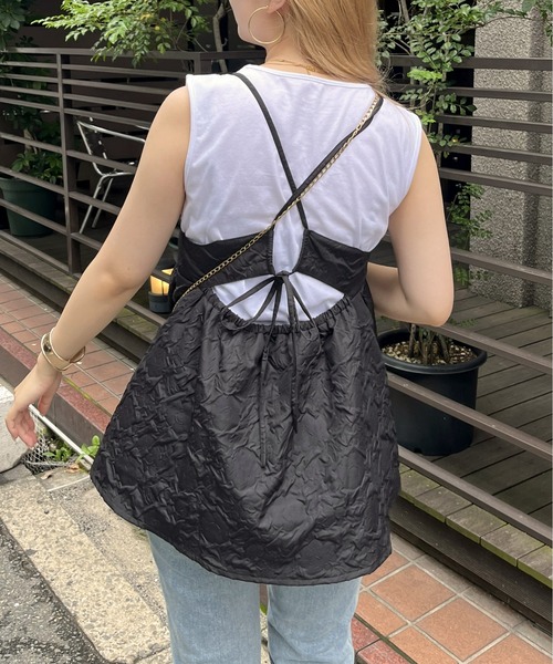 prose verse（プロズヴェール）の「【タンクトップセット】ジャガードペプラムキャミ（キャミソール・レディース・アイボリー/ブラック・MEDIUM）」の6枚目の写真