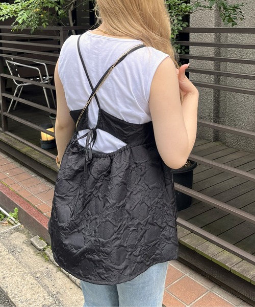 prose verse（プロズヴェール）の「【タンクトップセット】ジャガードペプラムキャミ（キャミソール・レディース・アイボリー/ブラック・MEDIUM）」の7枚目の写真