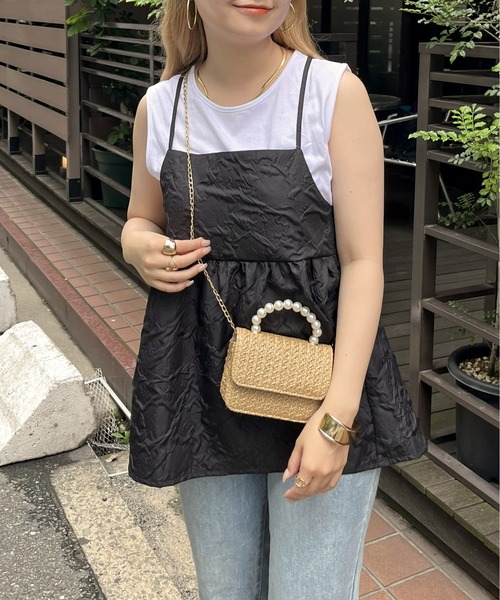 prose verse（プロズヴェール）の「【タンクトップセット】ジャガードペプラムキャミ（キャミソール・レディース・アイボリー/ブラック・MEDIUM）」の8枚目の写真