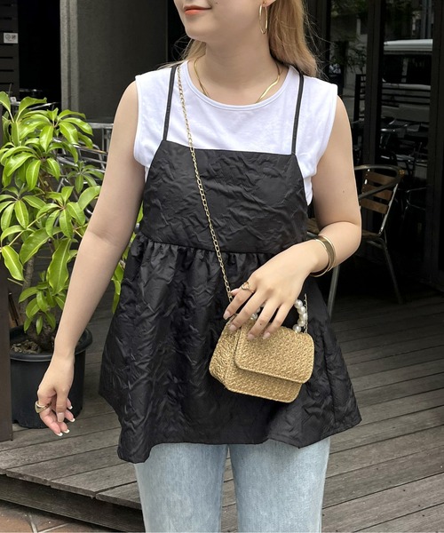 prose verse（プロズヴェール）の「【タンクトップセット】ジャガードペプラムキャミ（キャミソール・レディース・アイボリー/ブラック・MEDIUM）」の9枚目の写真