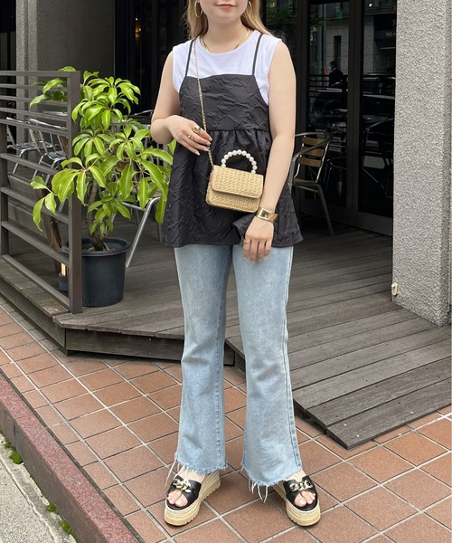 prose verse（プロズヴェール）の「【タンクトップセット】ジャガードペプラムキャミ（キャミソール・レディース・アイボリー/ブラック・MEDIUM）」の12枚目の写真