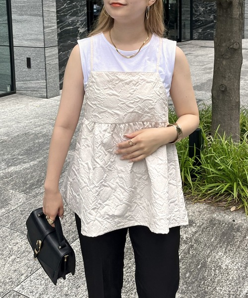 prose verse（プロズヴェール）の「【タンクトップセット】ジャガードペプラムキャミ（キャミソール・レディース・アイボリー/ブラック・MEDIUM）」の17枚目の写真