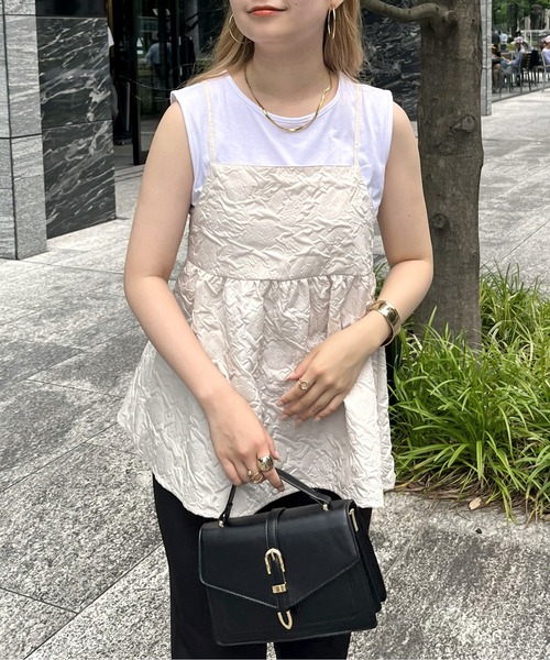 prose verse（プロズヴェール）の「【タンクトップセット】ジャガードペプラムキャミ（キャミソール・レディース・アイボリー/ブラック・MEDIUM）」の18枚目の写真