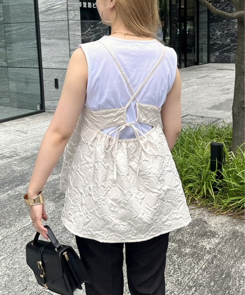 prose verse（プロズヴェール）の「【タンクトップセット】ジャガードペプラムキャミ（キャミソール・レディース・アイボリー/ブラック・MEDIUM）」の19枚目の写真