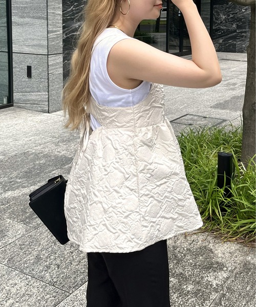 prose verse（プロズヴェール）の「【タンクトップセット】ジャガードペプラムキャミ（キャミソール・レディース・アイボリー/ブラック・MEDIUM）」の20枚目の写真