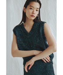 ラメ フェザーニット 2wayベスト