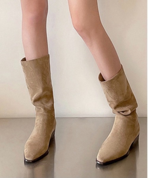 Burner（バーナー）の「【OKUOKU　0909】ブーツ / ポインテッドトゥ / ミドル丈 oku-shoes-684218745661-59 U（ブーツ・レディース・ベージュ/ブラック・39/36/38）」の6枚目の写真