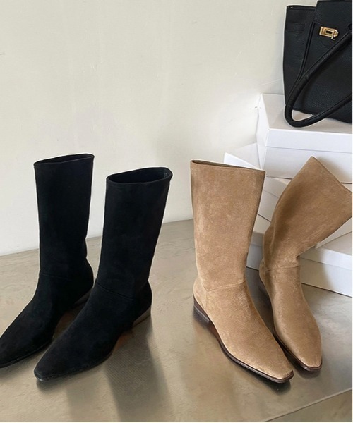 Burner（バーナー）の「【OKUOKU　0909】ブーツ / ポインテッドトゥ / ミドル丈 oku-shoes-684218745661-59 U（ブーツ・レディース・ベージュ/ブラック・39/36/38）」の8枚目の写真