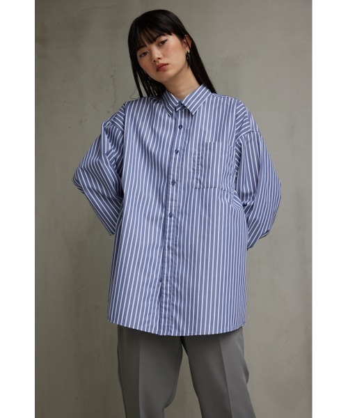 AZUL by moussy（アズールバイマウジー）の「コットンタッチリラックスシャツ（シャツ/ブラウス・メンズ・グリーン系その他/グレー系その他/ブルー系その他3/ホワイト/ベージュ系その他/ブルー系その他・FREE）」の6枚目の写真