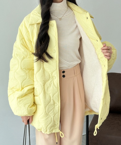 ABITOKYO（アビトーキョー）の「ビックシルエット中綿キルティングジャケット（ダウンジャケット/コート・レディース・アイボリー/ブラック/ブルー/ローズ/イエロー・FREE）」の4枚目の写真