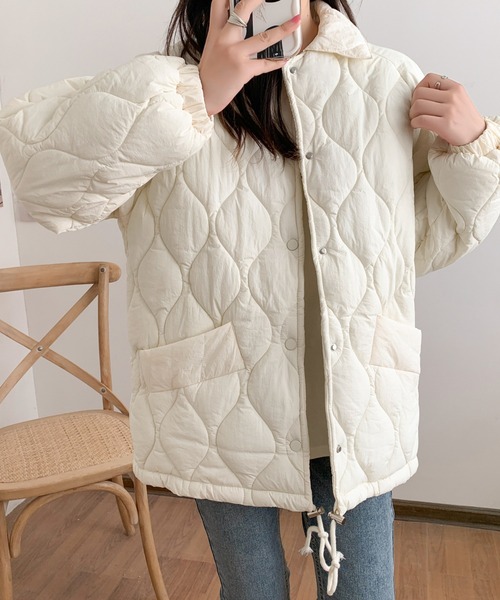 ABITOKYO（アビトーキョー）の「ビックシルエット中綿キルティングジャケット（ダウンジャケット/コート・レディース・アイボリー/ブラック/ブルー/ローズ/イエロー・FREE）」の20枚目の写真