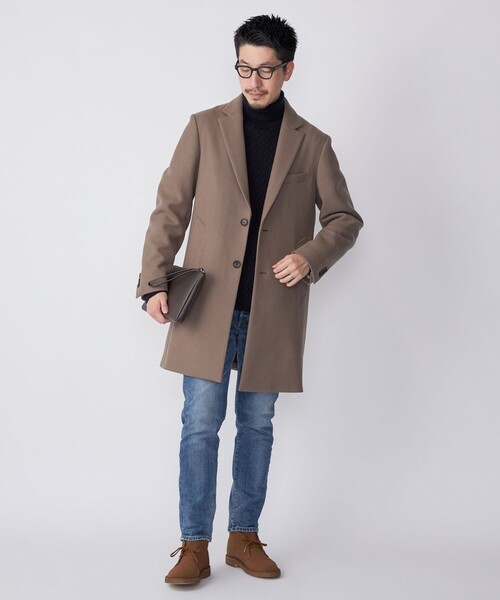 SHIPS（シップス）の「SHIPS: スーパー160'S メリノウール メルトン チェスターコート（チェスターコート・メンズ・ネイビー/ベージュ/ロイヤルブルー/チャコールグレー・MEDIUM/LARGE/X-LARGE/SMALL）」の14枚目の写真