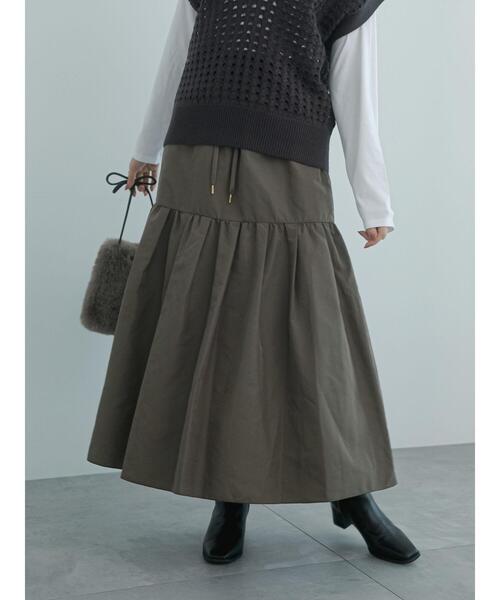 Te chichi（テチチ）の「ドロストギャザーティアードロングスカート（スカート・レディース・モカ/ブラック・F）」の5枚目の写真