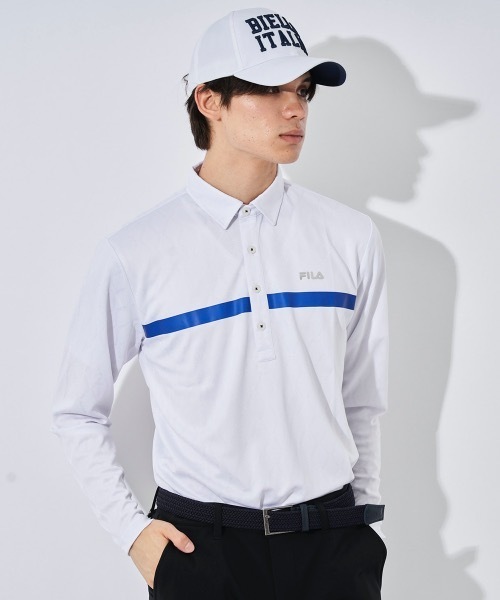 FILA GOLF(フィラゴルフ )の「【FILA GOLF:フィラゴルフ】ロゴ長袖シャツ ゴルフ(シャツ/ブラウス・メンズ・ネイビー/ブルー/ブラック/ホワイト・LARGE/XX-LARGE/X-LARGE/MEDIUM)」の2枚目の写真