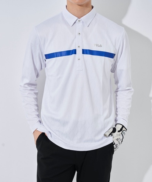 FILA GOLF(フィラゴルフ )の「【FILA GOLF:フィラゴルフ】ロゴ長袖シャツ ゴルフ(シャツ/ブラウス・メンズ・ネイビー/ブルー/ブラック/ホワイト・LARGE/XX-LARGE/X-LARGE/MEDIUM)」の9枚目の写真